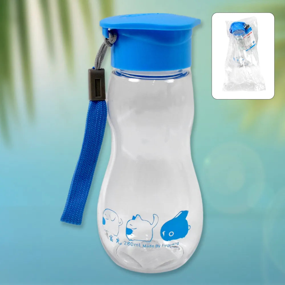 Transparent travel portable water bottle with carry straps (280 ml 1 pc) - home & kitchen