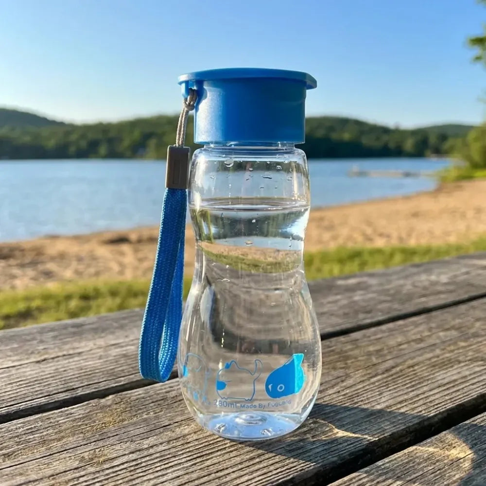 Transparent travel portable water bottle with carry straps (280 ml 1 pc) - home & kitchen