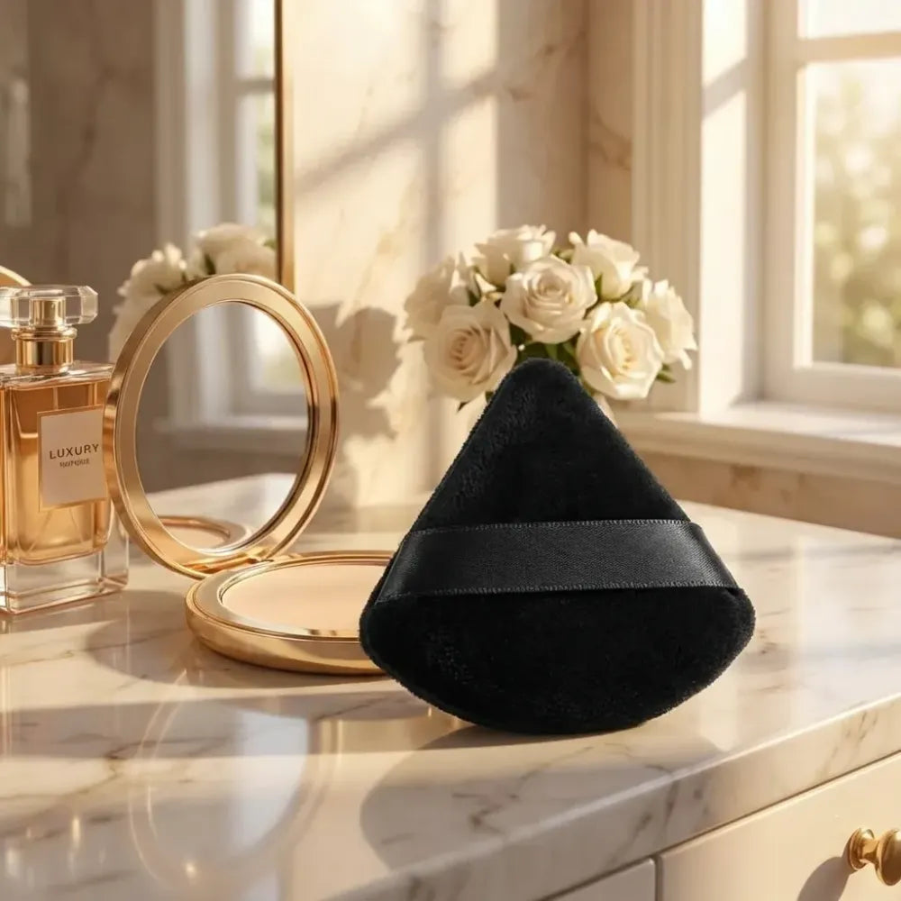 Triangle makeup powder puff – black