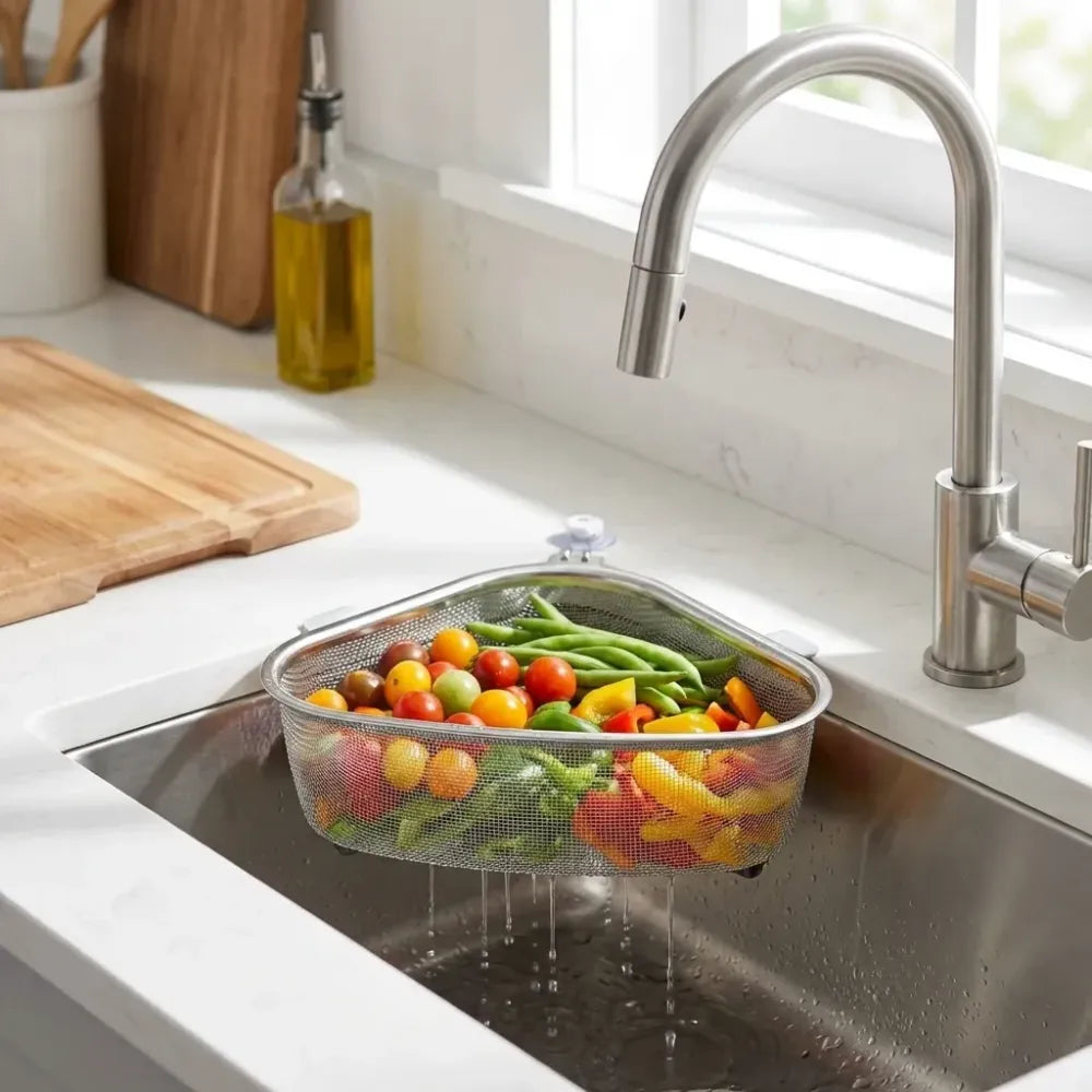 Triangle sink drain basket