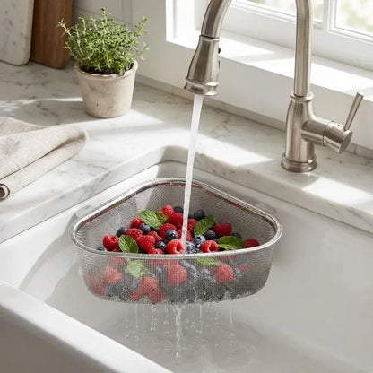 Triangle sink drain basket