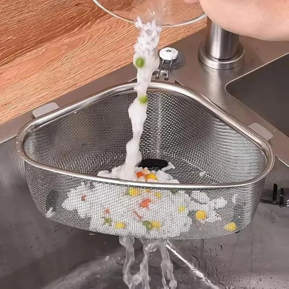 Triangle sink drain basket