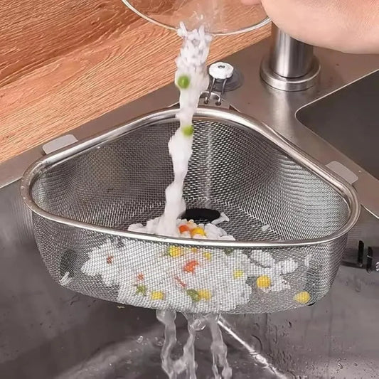 Triangle sink drain basket
