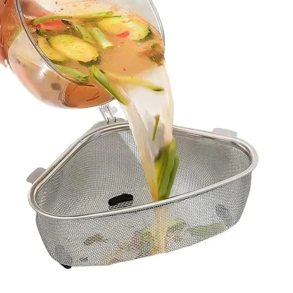 Triangle sink drain basket