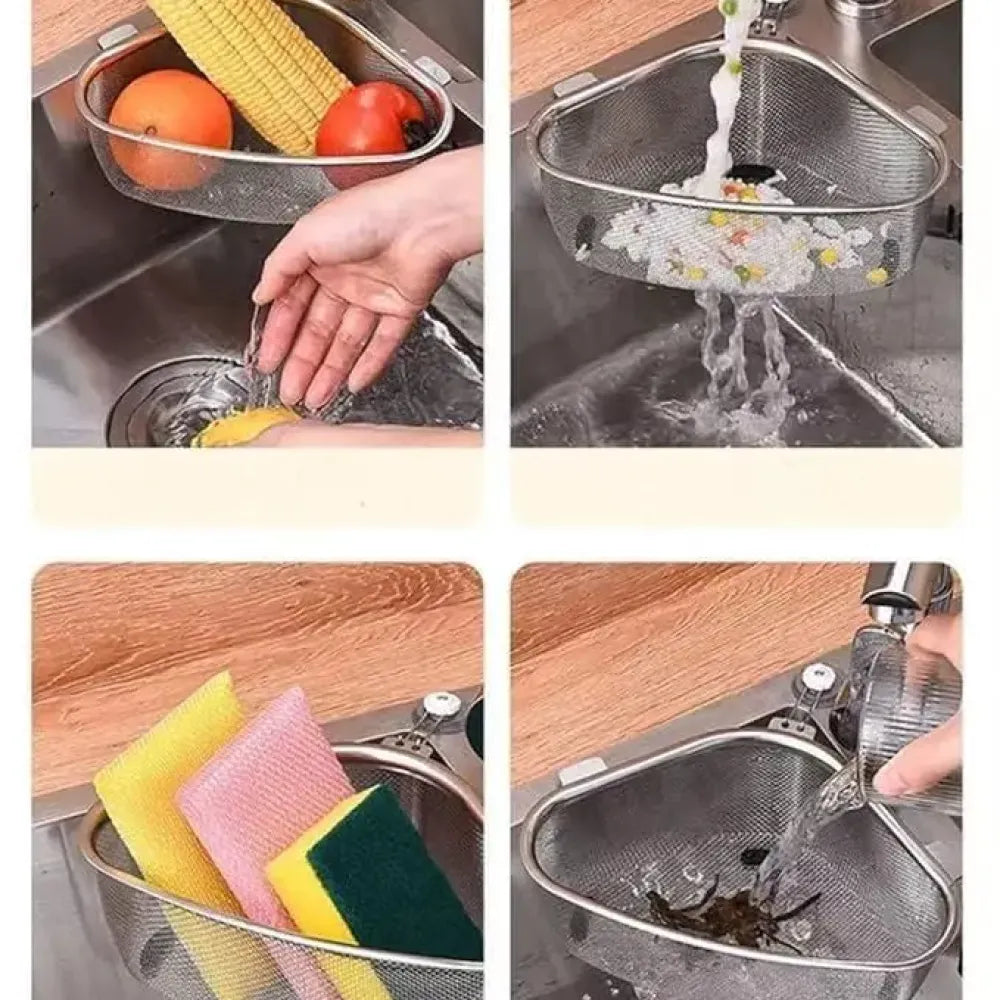 Triangle sink drain basket
