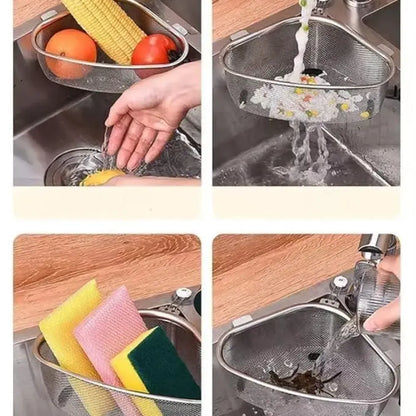 Triangle sink drain basket