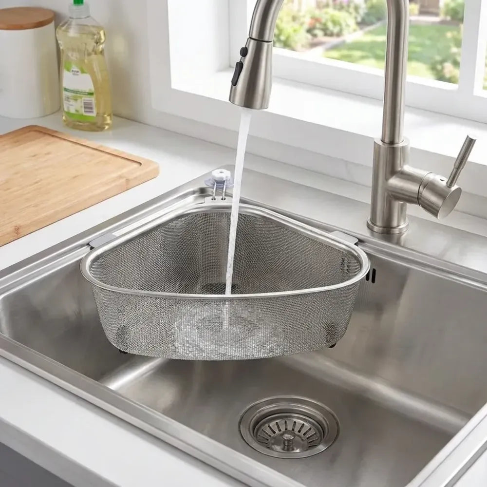 Triangle sink drain basket