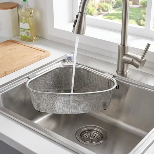 Triangle sink drain basket