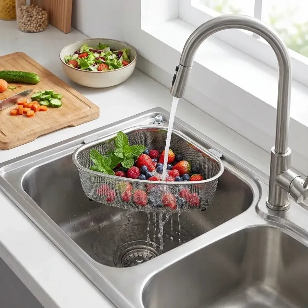 Triangle sink drain basket