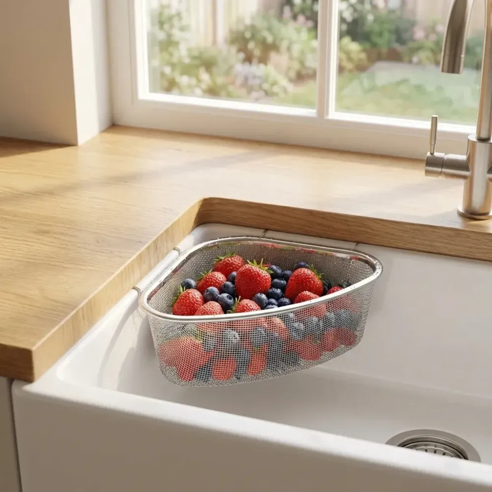 Triangle sink drain basket