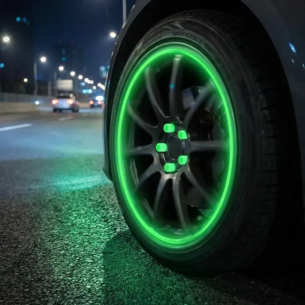 Tyre valve caps luminous glow - automotive