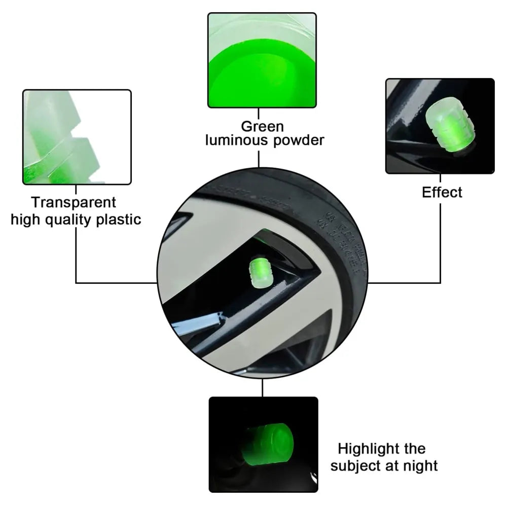 Tyre valve caps luminous glow - automotive