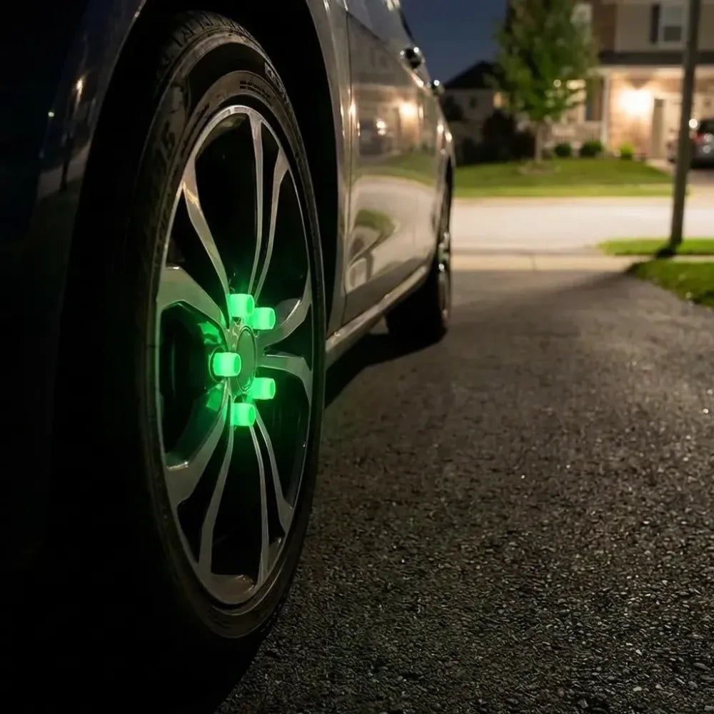 Tyre valve caps luminous glow - automotive