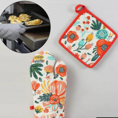 Professional cotton oven mitt set