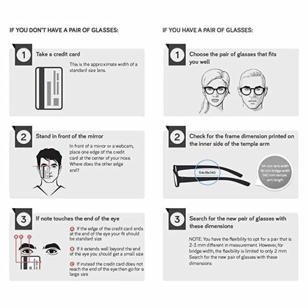 Eyeglass fitting guide.