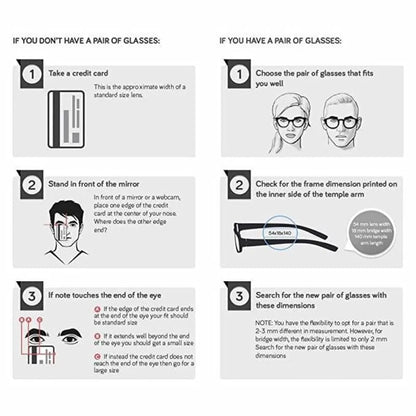 Eyeglass fitting guide.
