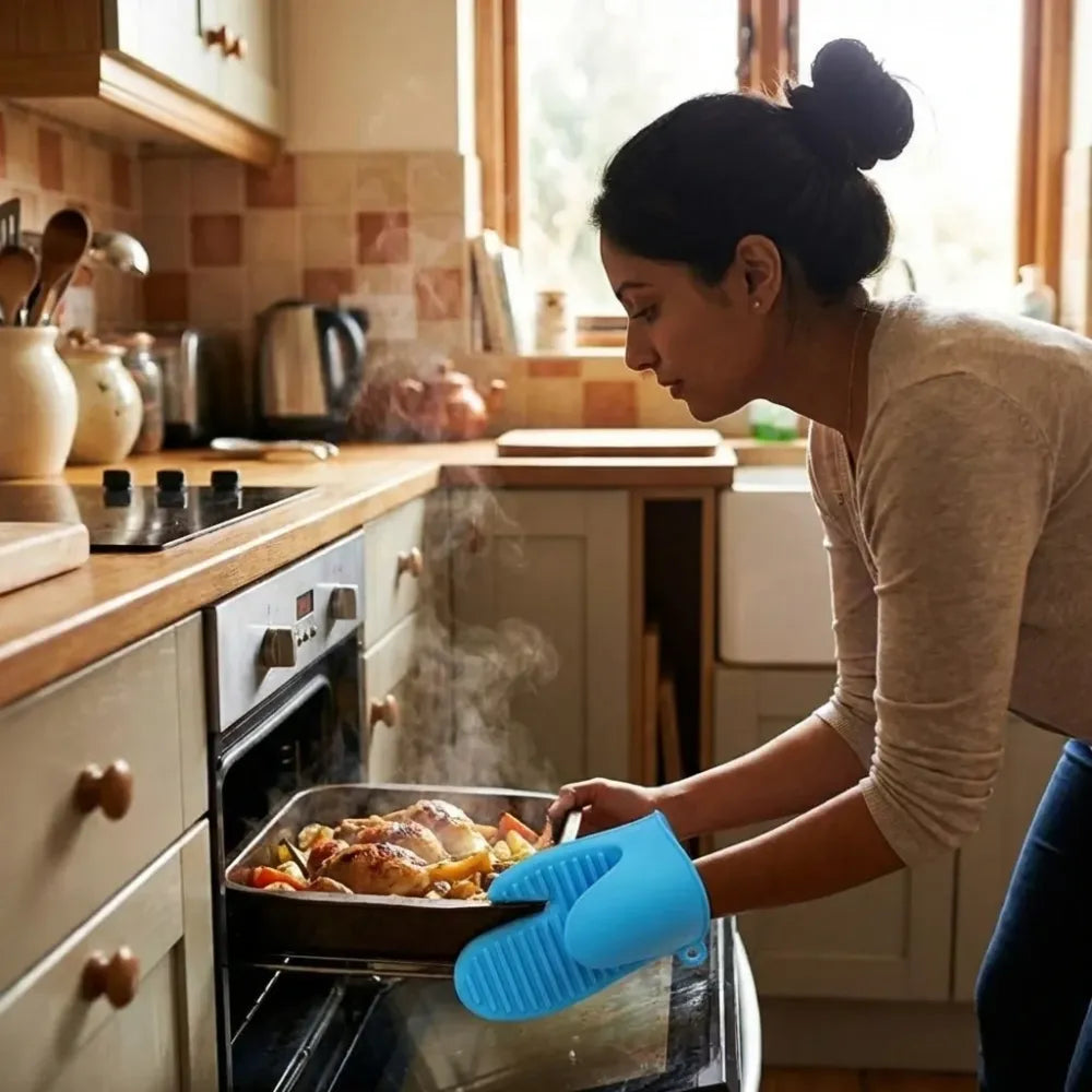 Ultra-grip silicone oven mitts - kitchen tool