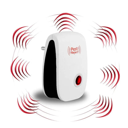 Ultrasonic pest repeller machine for mosquito rats cockroach home plug in electric repellent control reject aid (red)