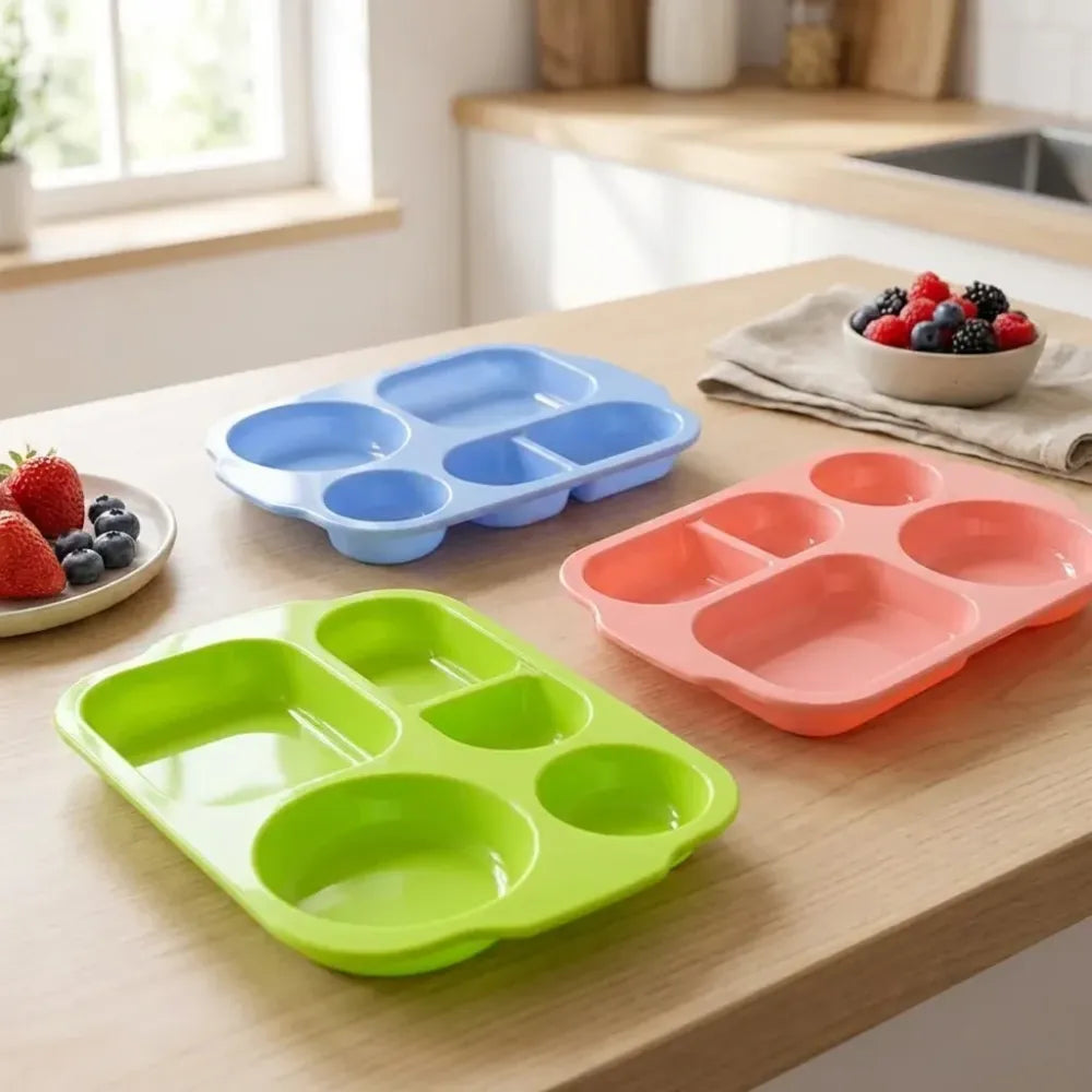 Unbreakable 5-compartment plates - kitchen tool