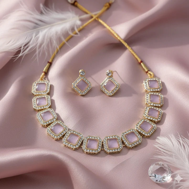 Lilac stone necklace set