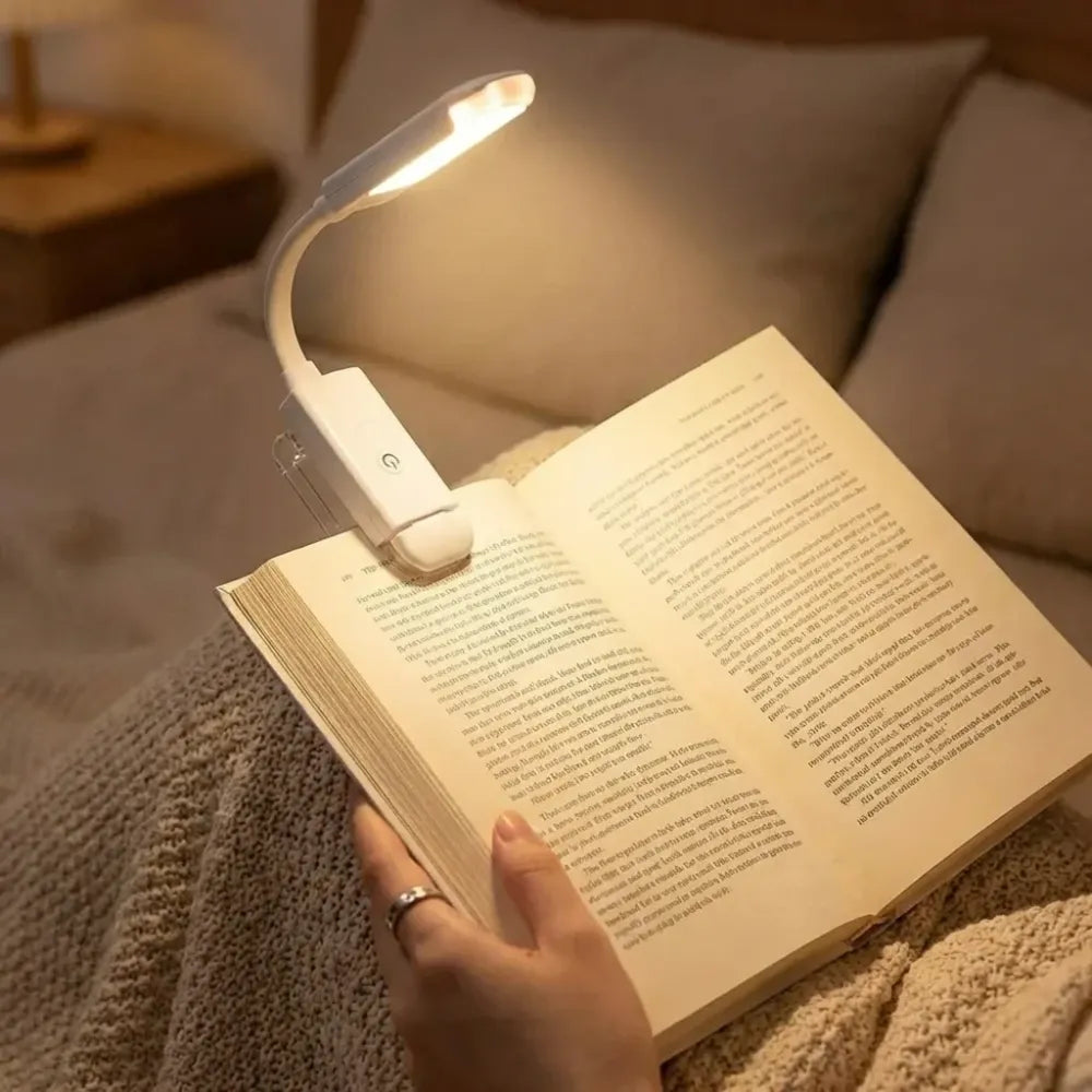 Usb rechargeable book reading light with brightness adjustable for eye-protection