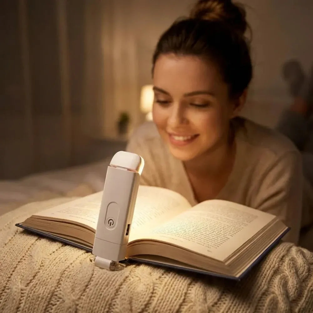 Usb rechargeable book reading light with brightness adjustable for eye-protection