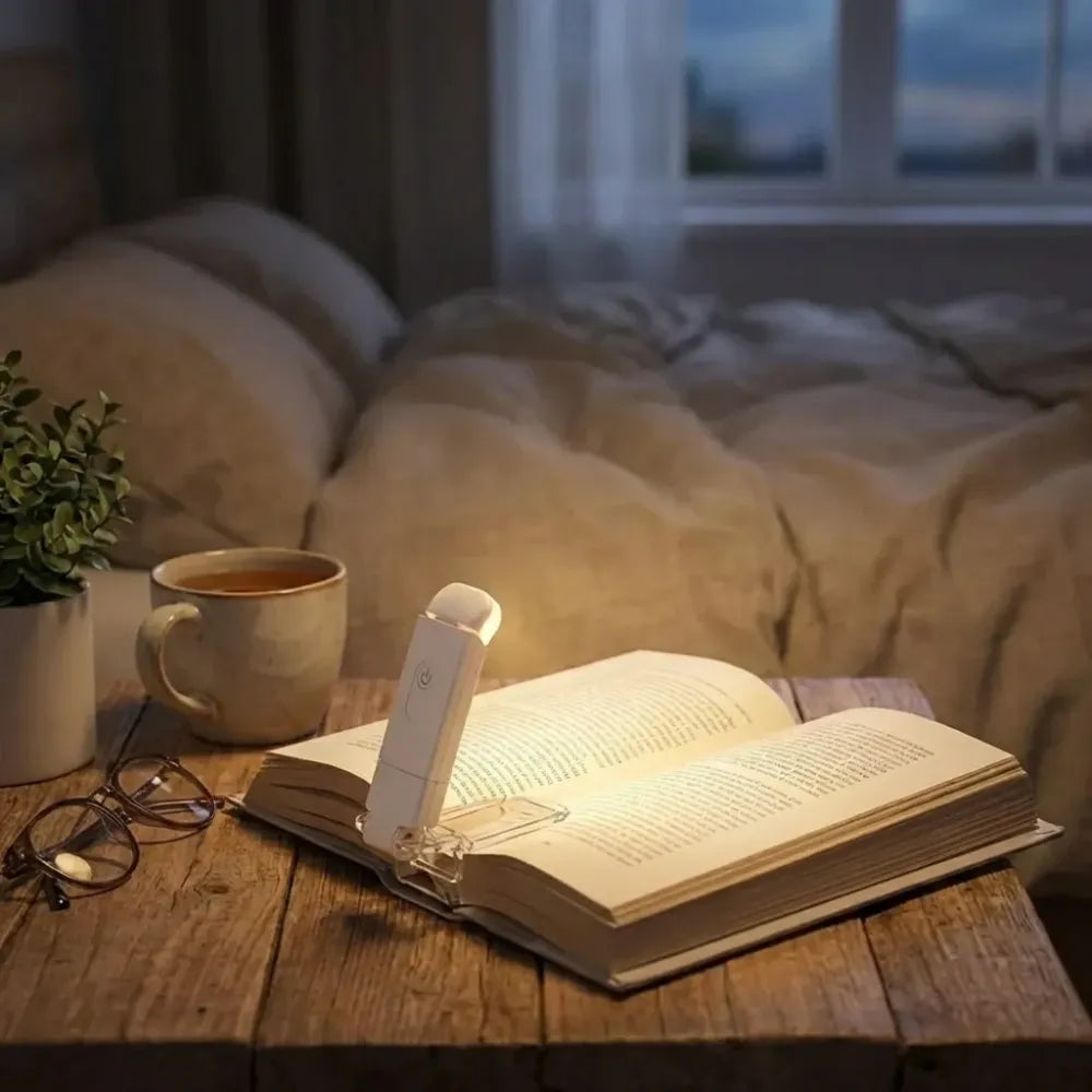 Usb rechargeable book reading light with brightness adjustable for eye-protection