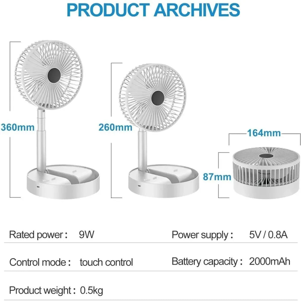 Usb rechargeable desk fan