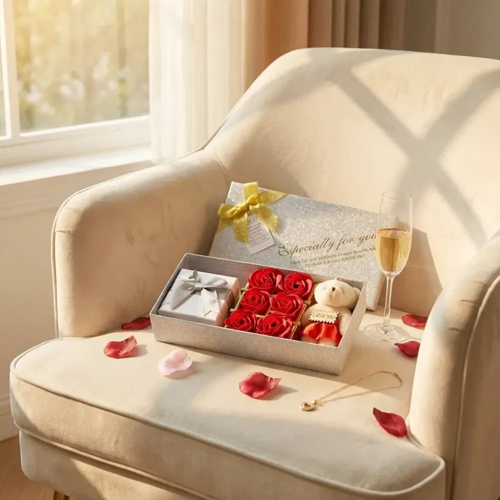 Valentine day gift set scented rose flowers pack with teddy - home improvement