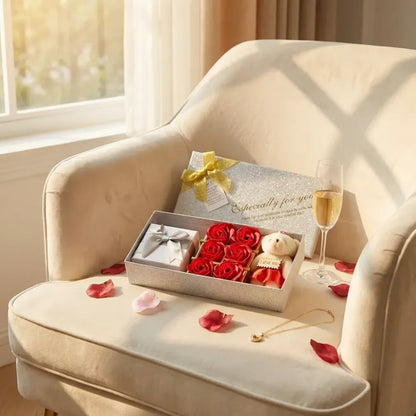 Valentine day gift set scented rose flowers pack with teddy - home improvement
