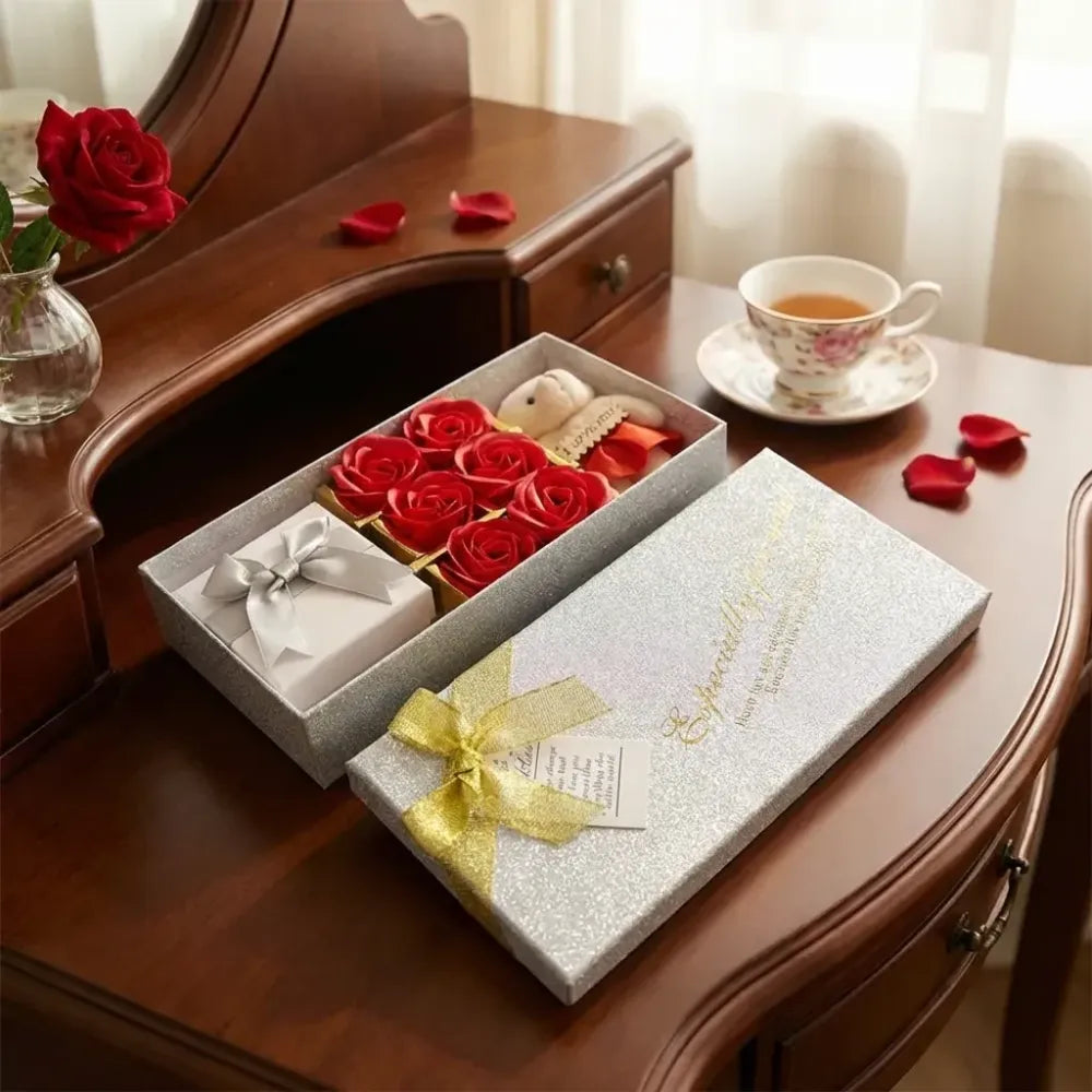 Valentine day gift set scented rose flowers pack with teddy - home improvement
