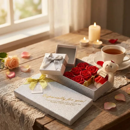 Valentine day gift set scented rose flowers pack with teddy - home improvement
