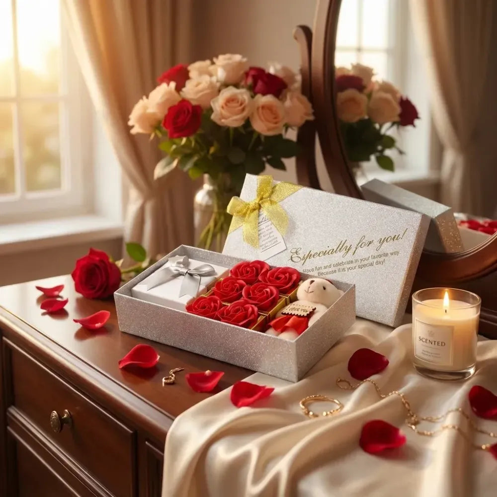 Valentine day gift set scented rose flowers pack with teddy - home improvement