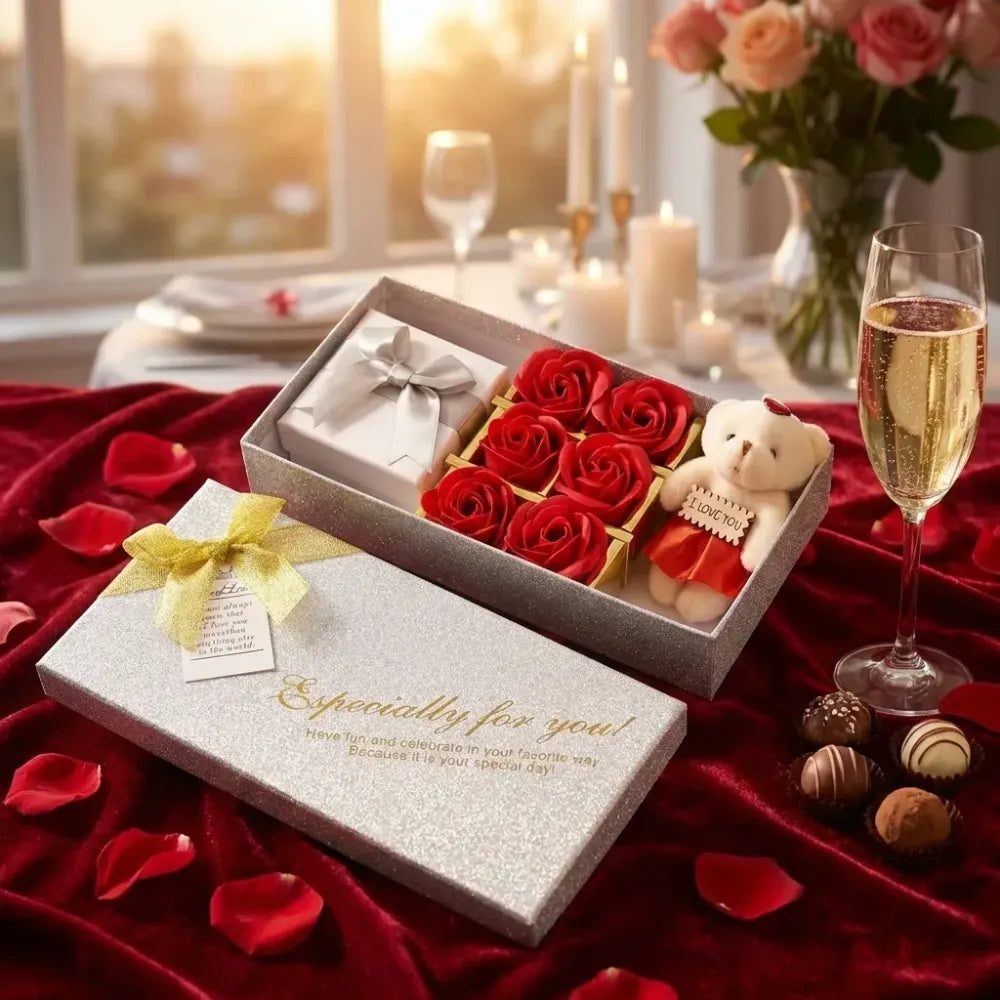 Valentine day gift set scented rose flowers pack with teddy - home improvement