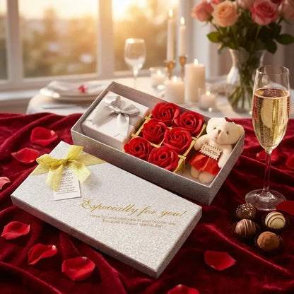 Valentine day gift set scented rose flowers pack with teddy - home improvement