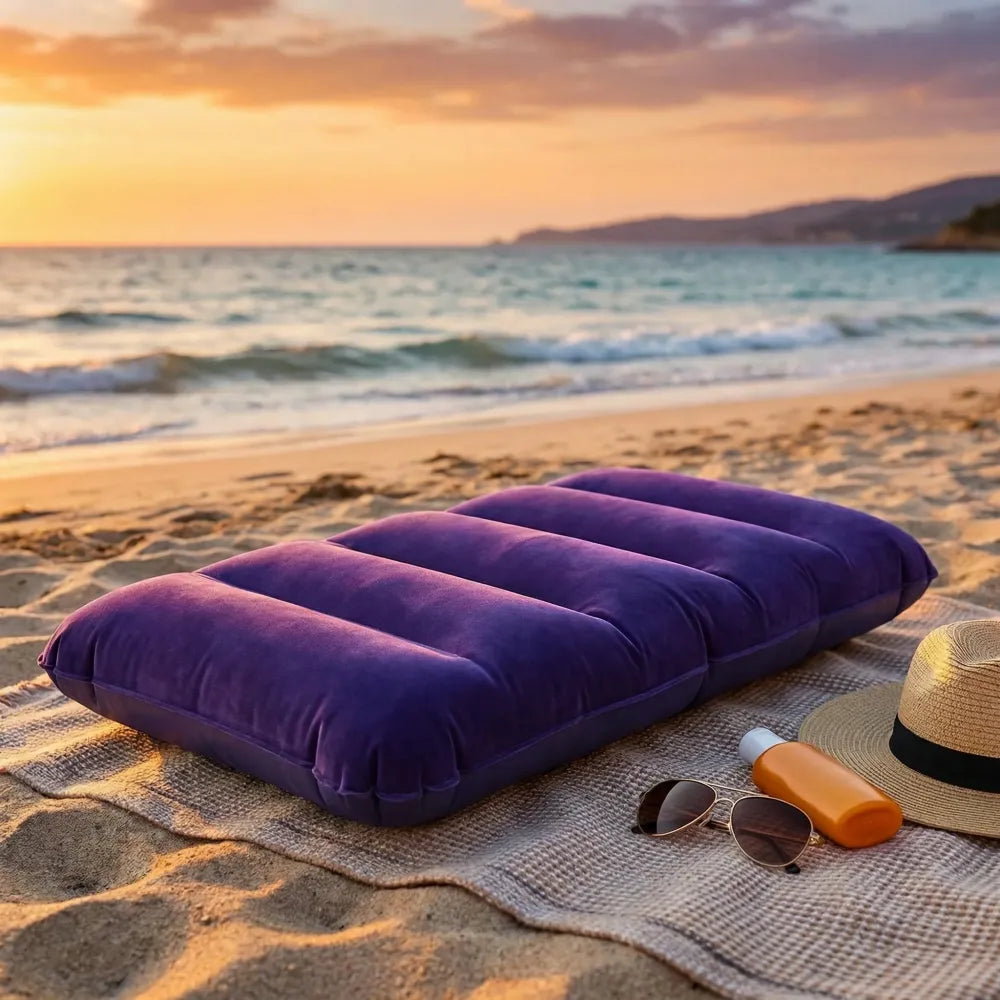 Velvet inflatable travel pillow