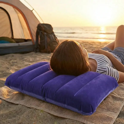 Velvet inflatable travel pillow