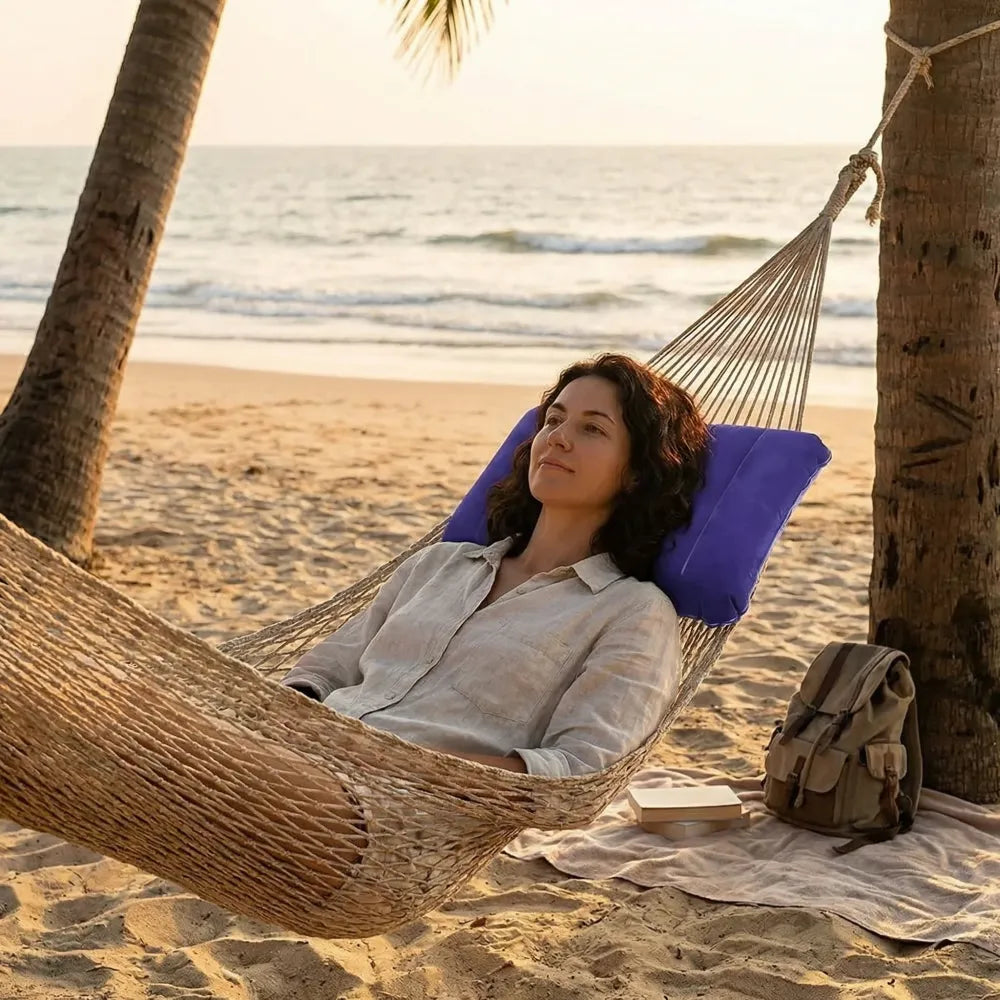 Velvet inflatable travel pillow