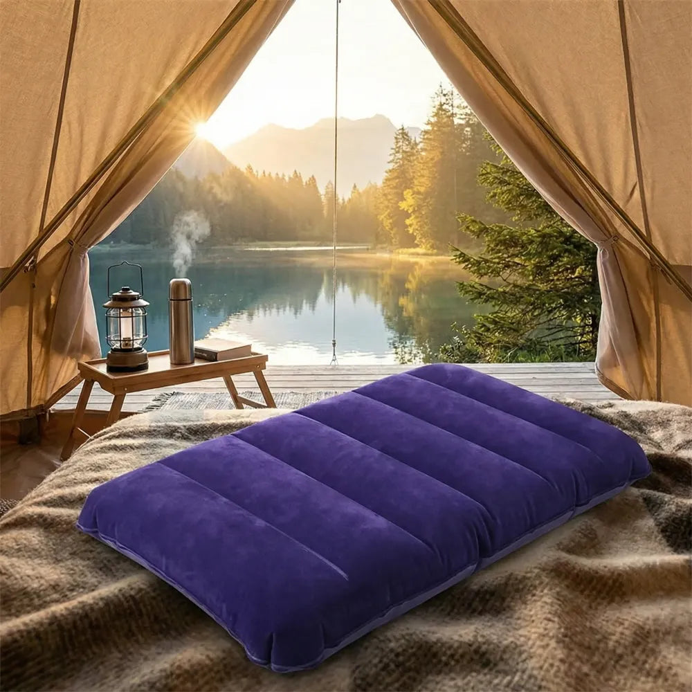 Velvet inflatable travel pillow