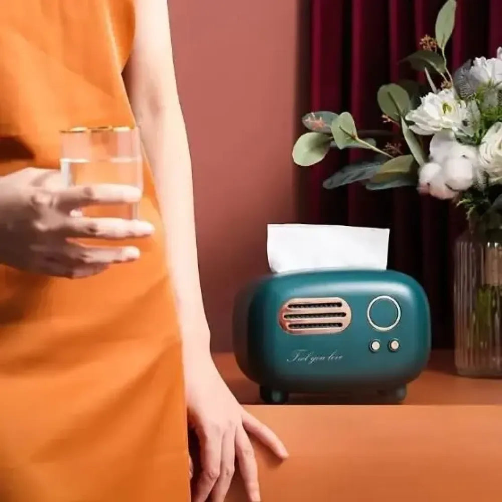Vintage radio tissue holder