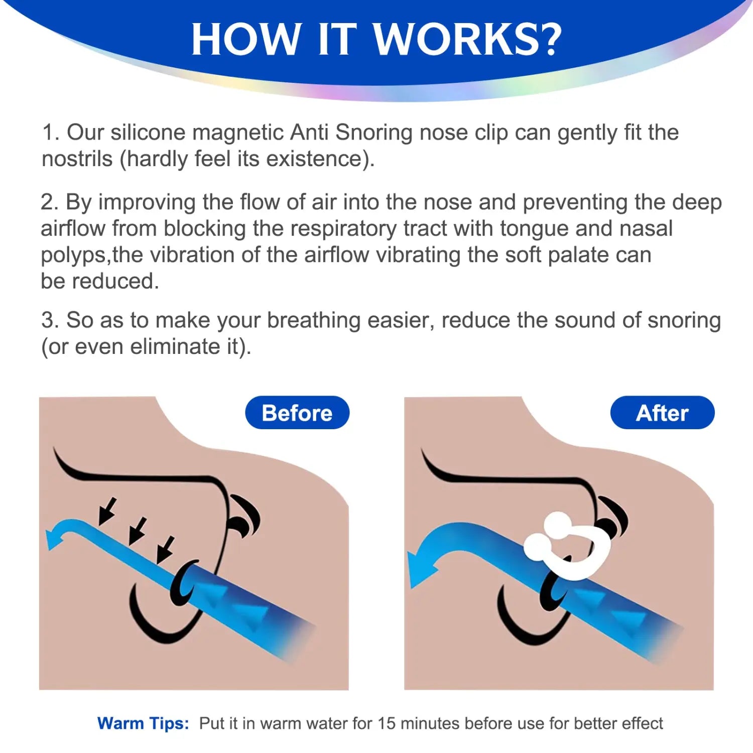 Anti snoring nose clip device