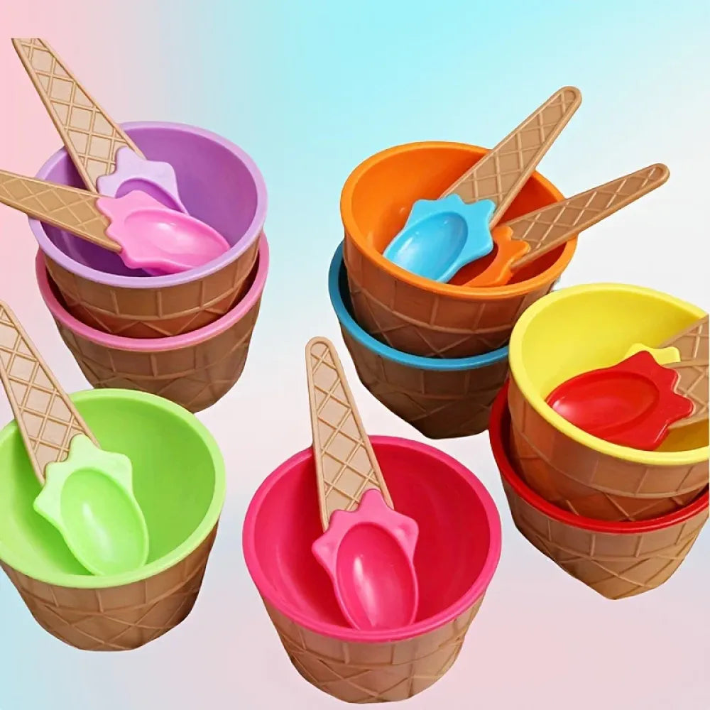 Waffle bowl ice cream set