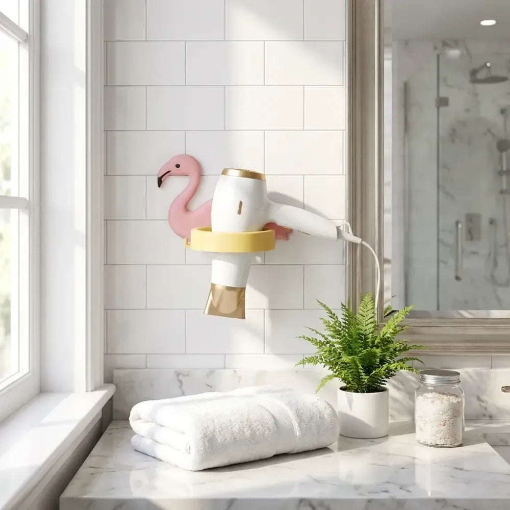 Wall-mounted hair dryer holder - home improvement