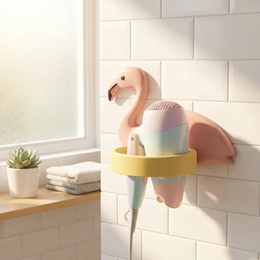 Wall-mounted hair dryer holder - home improvement