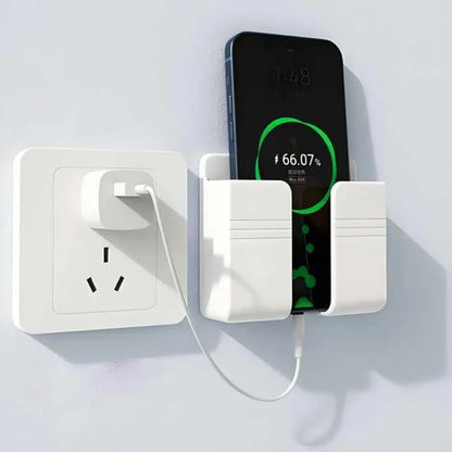 Wall mounted mobile holder with adhesive strips& charging