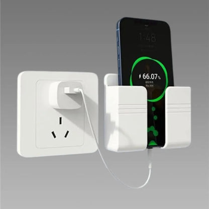 Wall mounted mobile holder with adhesive strips& charging