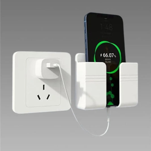 Wall mounted mobile holder with adhesive strips& charging