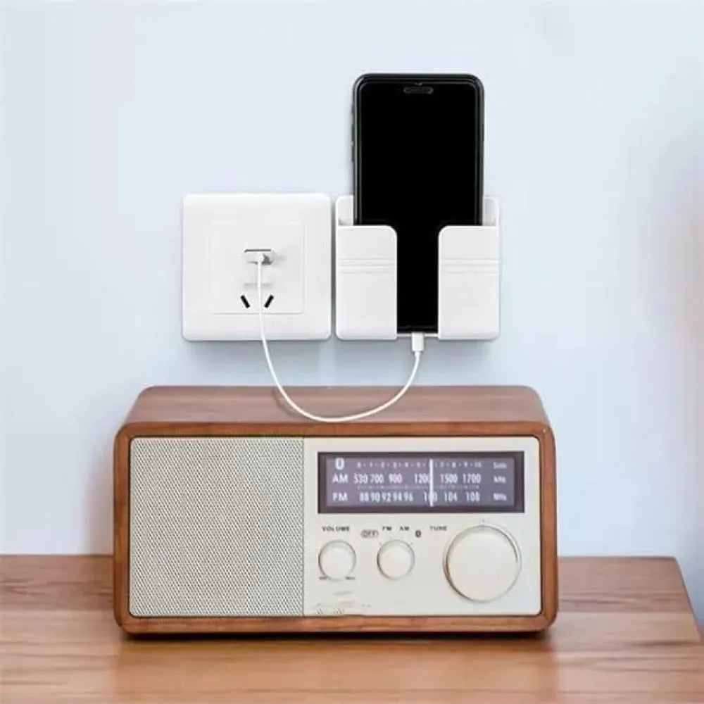 Wall mounted mobile holder with adhesive strips (pack of 4 & 8)