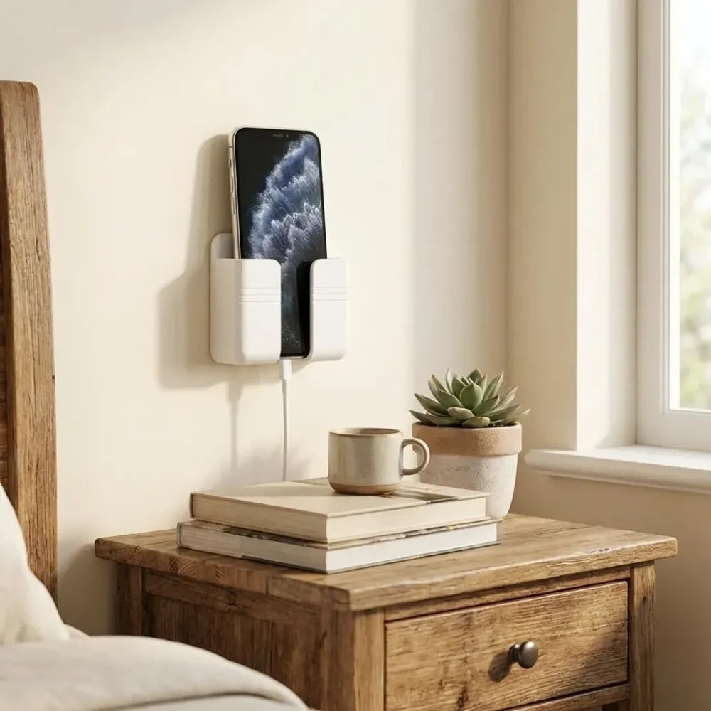 Wall mounted mobile holder with adhesive strips (pack of 4 & 8)