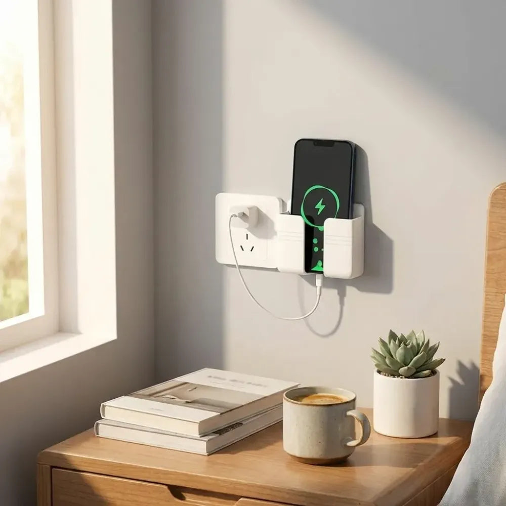 Wall mounted mobile holder with adhesive strips (pack of 4 & 8)